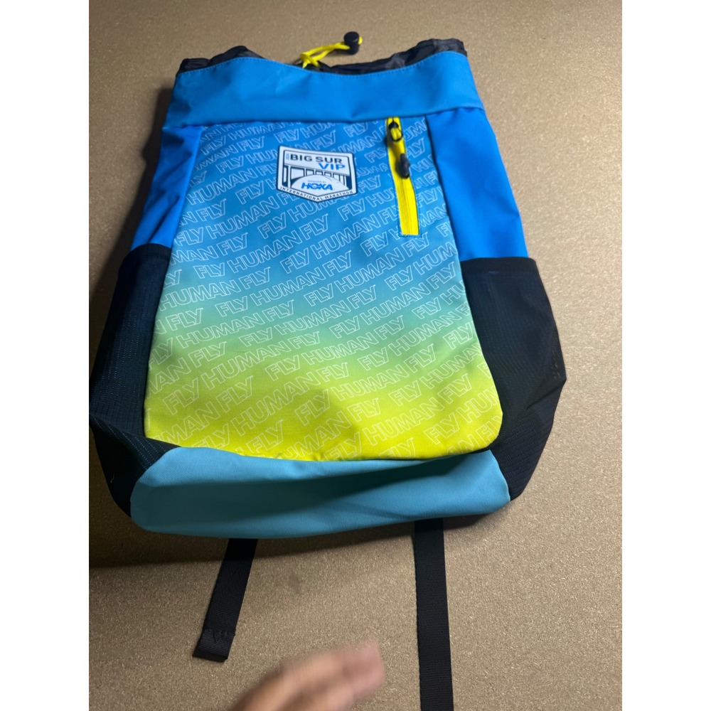 Hoka Big Sur VIP International Marathon 2024 Drawstring Backpack Blue Lime Green